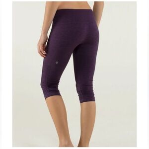 73. Lululemon In The Flow Purple Ribbed Capri Leggings